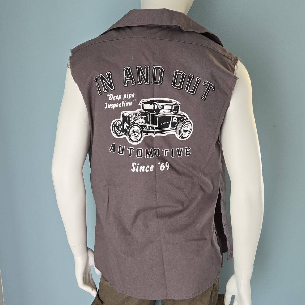 Spirit Halloween Gray Automotive Work Shirt with Patches